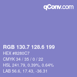 カラーコード: RGB 130.7 128.6 199 | qconv.com