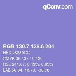 カラーコード: RGB 130.7 128.6 204 | qconv.com