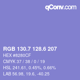 カラーコード: RGB 130.7 128.6 207 | qconv.com