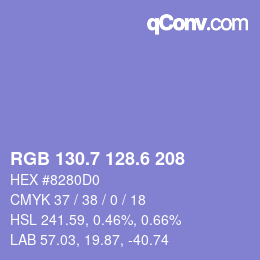 カラーコード: RGB 130.7 128.6 208 | qconv.com