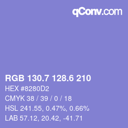 カラーコード: RGB 130.7 128.6 210 | qconv.com