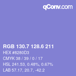 カラーコード: RGB 130.7 128.6 211 | qconv.com
