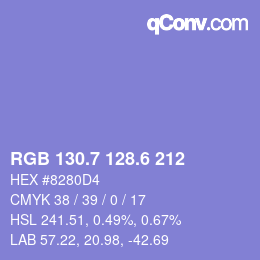 カラーコード: RGB 130.7 128.6 212 | qconv.com