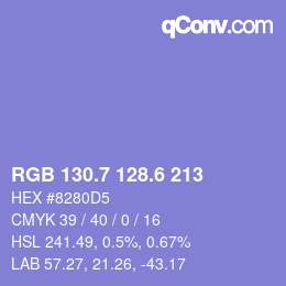 カラーコード: RGB 130.7 128.6 213 | qconv.com