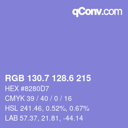 カラーコード: RGB 130.7 128.6 215 | qconv.com