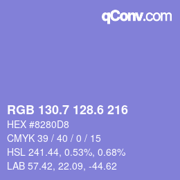 カラーコード: RGB 130.7 128.6 216 | qconv.com