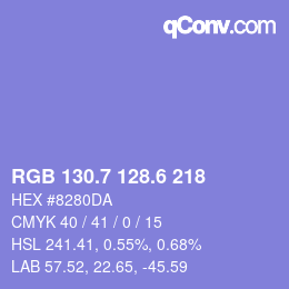 カラーコード: RGB 130.7 128.6 218 | qconv.com