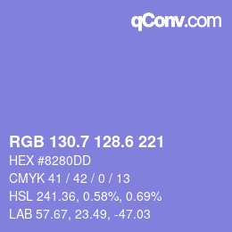 カラーコード: RGB 130.7 128.6 221 | qconv.com
