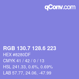カラーコード: RGB 130.7 128.6 223 | qconv.com