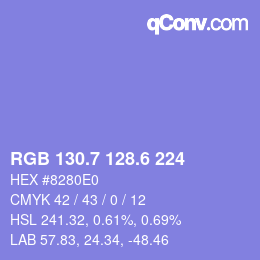 カラーコード: RGB 130.7 128.6 224 | qconv.com
