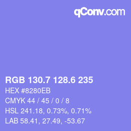 カラーコード: RGB 130.7 128.6 235 | qconv.com