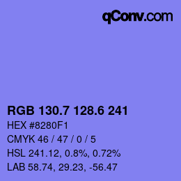 カラーコード: RGB 130.7 128.6 241 | qconv.com