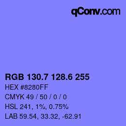 カラーコード: RGB 130.7 128.6 255 | qconv.com