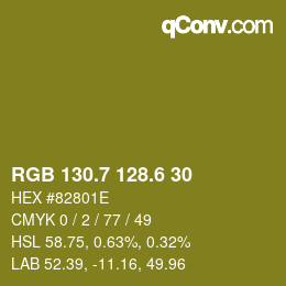 カラーコード: RGB 130.7 128.6 30 | qconv.com