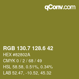 カラーコード: RGB 130.7 128.6 42 | qconv.com