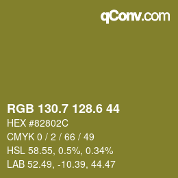 カラーコード: RGB 130.7 128.6 44 | qconv.com