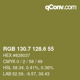カラーコード: RGB 130.7 128.6 55 | qconv.com