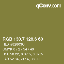 カラーコード: RGB 130.7 128.6 60 | qconv.com