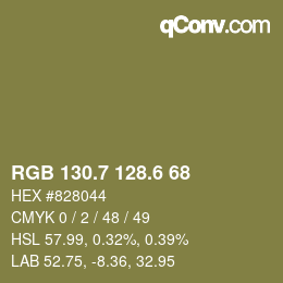 カラーコード: RGB 130.7 128.6 68 | qconv.com