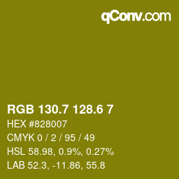 カラーコード: RGB 130.7 128.6 7 | qconv.com
