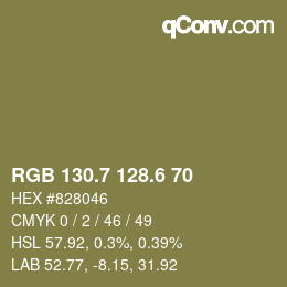 カラーコード: RGB 130.7 128.6 70 | qconv.com