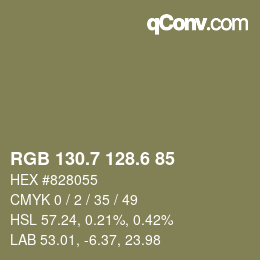 カラーコード: RGB 130.7 128.6 85 | qconv.com