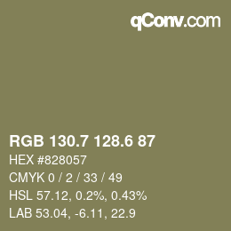 カラーコード: RGB 130.7 128.6 87 | qconv.com