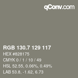 カラーコード: RGB 130.7 129 117 | qconv.com