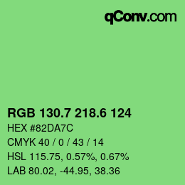 カラーコード: RGB 130.7 218.6 124 | qconv.com