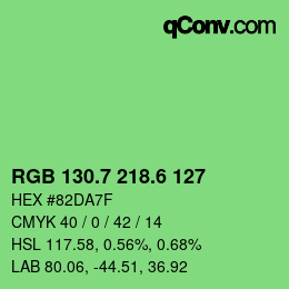 カラーコード: RGB 130.7 218.6 127 | qconv.com