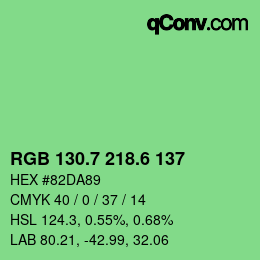 カラーコード: RGB 130.7 218.6 137 | qconv.com