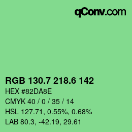 カラーコード: RGB 130.7 218.6 142 | qconv.com