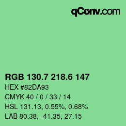 カラーコード: RGB 130.7 218.6 147 | qconv.com