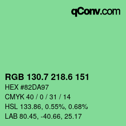 カラーコード: RGB 130.7 218.6 151 | qconv.com