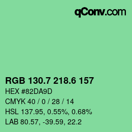 カラーコード: RGB 130.7 218.6 157 | qconv.com
