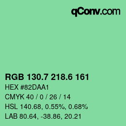 カラーコード: RGB 130.7 218.6 161 | qconv.com