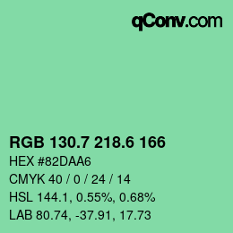 カラーコード: RGB 130.7 218.6 166 | qconv.com