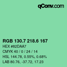 カラーコード: RGB 130.7 218.6 167 | qconv.com