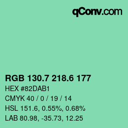カラーコード: RGB 130.7 218.6 177 | qconv.com