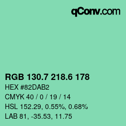 カラーコード: RGB 130.7 218.6 178 | qconv.com