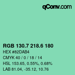 カラーコード: RGB 130.7 218.6 180 | qconv.com