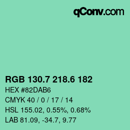 カラーコード: RGB 130.7 218.6 182 | qconv.com