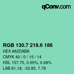 カラーコード: RGB 130.7 218.6 186 | qconv.com