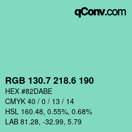 カラーコード: RGB 130.7 218.6 190 | qconv.com