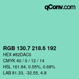 カラーコード: RGB 130.7 218.6 192 | qconv.com