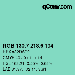 カラーコード: RGB 130.7 218.6 194 | qconv.com