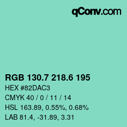 カラーコード: RGB 130.7 218.6 195 | qconv.com