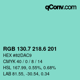 カラーコード: RGB 130.7 218.6 201 | qconv.com