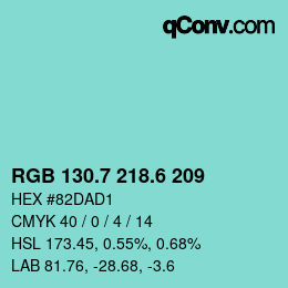 カラーコード: RGB 130.7 218.6 209 | qconv.com