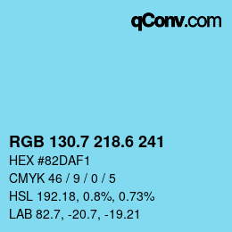 カラーコード: RGB 130.7 218.6 241 | qconv.com